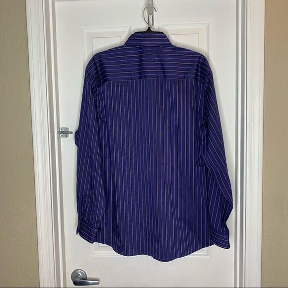 Kenneth Cole Reaction Blue Striped Button Down Shirt - Picture 6 of 9
